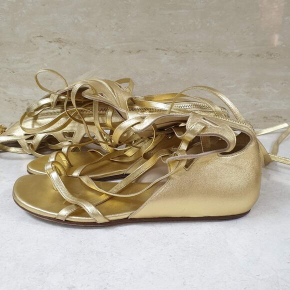 Chanel Gold Gladiator Sandals Sz.38 - Picture 10 of 16
